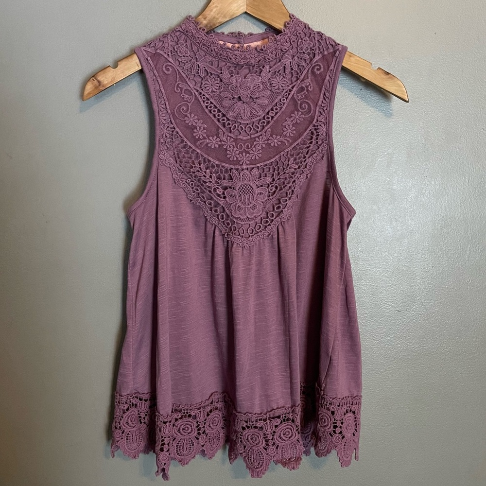 Lace High Neck Tank Hint Of Mint